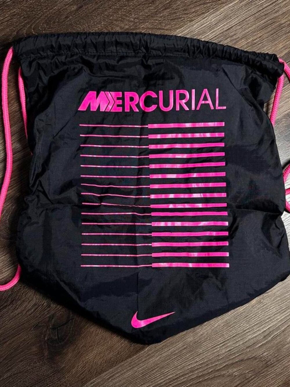 NIKE BLACK AND PINK MERCURIAL DRAWSTRING BAG